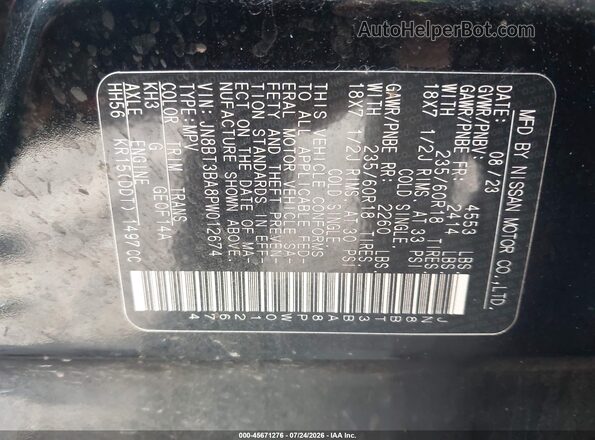 JN8BT3BA8PW012674 2023 NISSAN ROGUE Black Vista del compartimento del motor
