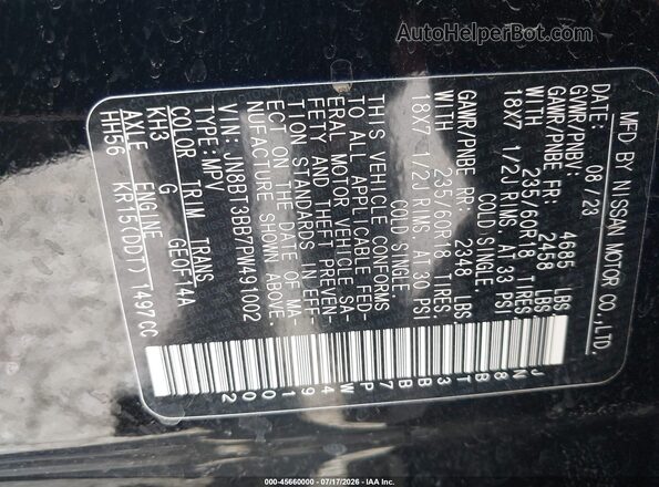 JN8BT3BB7PW491002 2023 NISSAN ROGUE Black Widok komory silnika