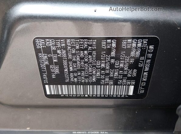 JN8BT3BBXPW353776 2023 NISSAN ROGUE Gray Շարժիչի բաժամունքի տեսք
