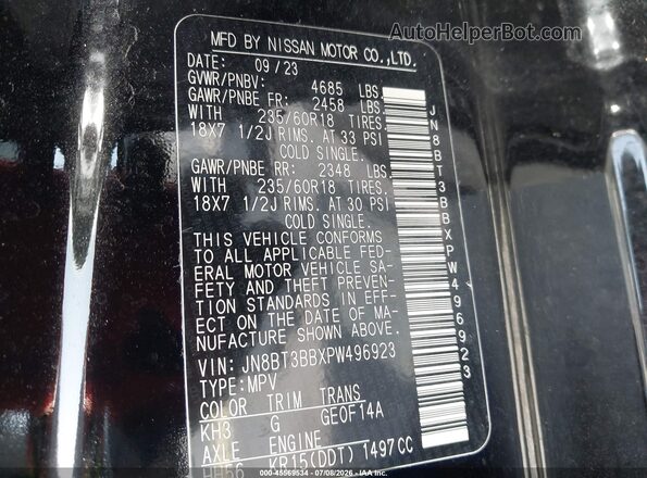 JN8BT3BBXPW496923 2023 NISSAN ROGUE Black Շարժիչի բաժամունքի տեսք