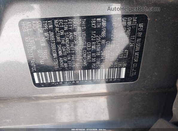 JN8BT3BBXSW417811 2025 NISSAN ROGUE Gray Engine compartment view
