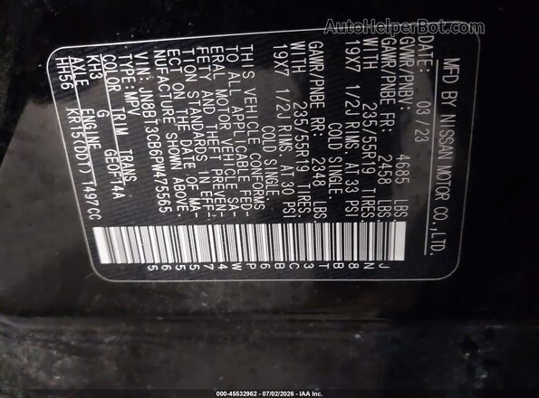 JN8BT3CB6PW475565 2023 NISSAN ROGUE Black Vista del compartimento del motor