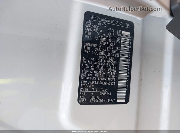 JN8BT3CB8SW162624 2025 NISSAN ROGUE White Vista del compartimento del motor