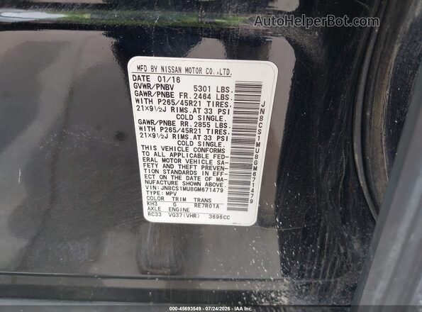 JN8CS1MU8GM671479 2016 INFINITI QX70 Black Widok komory silnika