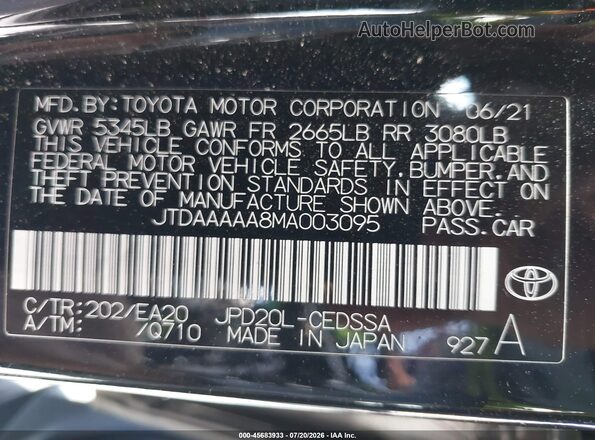 JTDAAAAA8MA003095 2021 TOYOTA MIRAI Black Engine compartment view