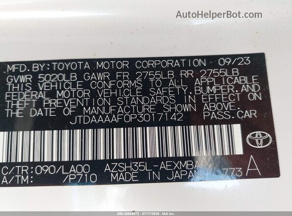 JTDAAAAF0P3017142 2023 TOYOTA CROWN Белый Вид подкапотного пространства