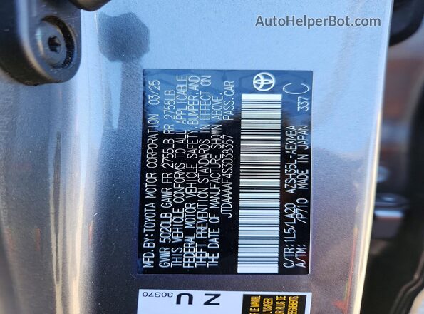 JTDAAAAF4S3038357 2025 TOYOTA CROWN Silver Vista del compartimento del motor