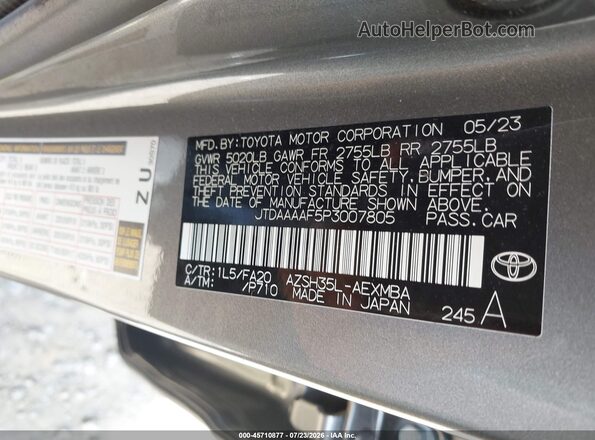 JTDAAAAF5P3007805 2023 TOYOTA CROWN Серый Вид подкапотного пространства