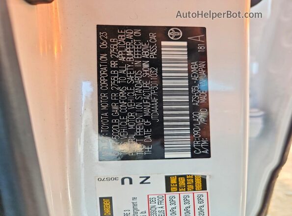 JTDAAAAF7P3011032 2023 TOYOTA CROWN White Vista del compartimento del motor