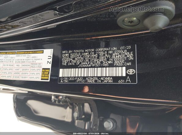 JTDAAAAF9P3011985 2023 TOYOTA CROWN Black Շարժիչի բաժամունքի տեսք