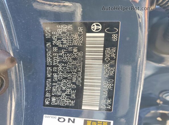 JTDACAAJ6S3010185 2025 TOYOTA CROWN Blue Widok wnętrza 360 stopni