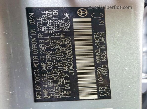 JTDACAAU2R3028395 2024 TOYOTA PRIUS Silver Вид наклейки з VIN-кодом