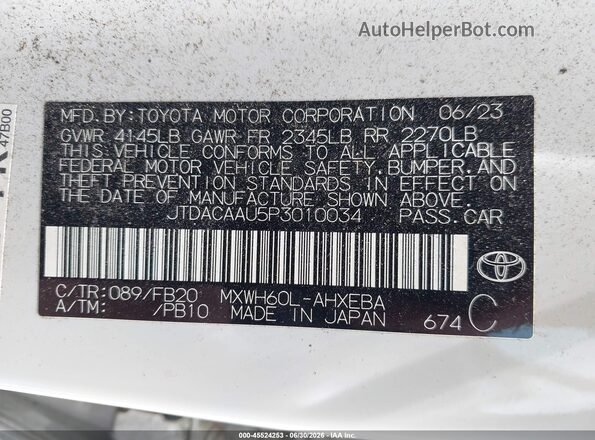 JTDACAAU5P3010034 2023 TOYOTA PRIUS White Вид підкапотного простору