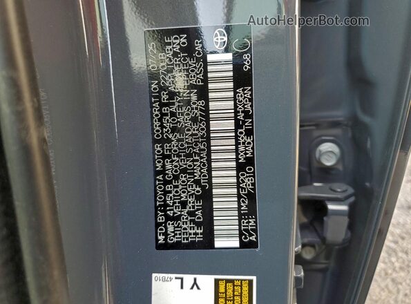 JTDACAAU5T3067778 2026 TOYOTA PRIUS Gray Widok komory silnika