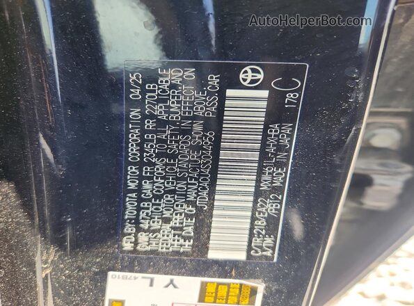 JTDACACU4S3044956 2025 TOYOTA PRIUS Black Вид наклейки з VIN-кодом
