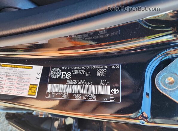 JTDACACU4T3076842 2026 TOYOTA PRIUS Black Widok komory silnika