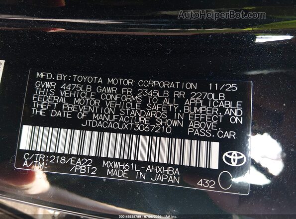 JTDACACUXT3067210 2026 TOYOTA PRIUS PLUG-IN HYBRID Black Vista del compartimento del motor