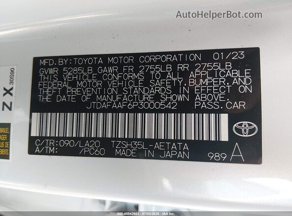 JTDAFAAF6P3000542 2023 TOYOTA CROWN White Vista del compartimento del motor