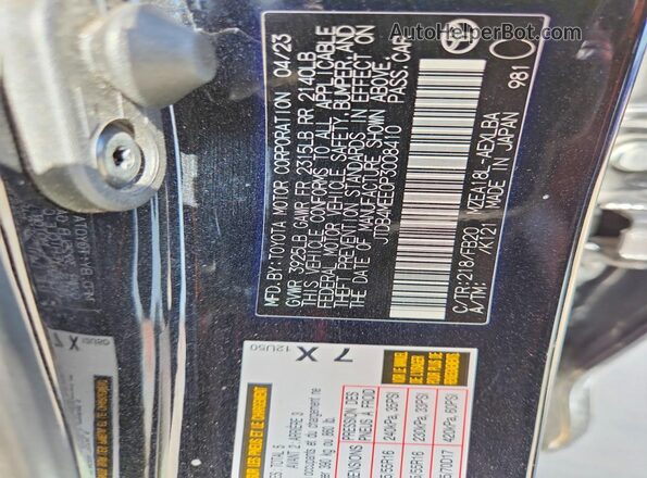 JTDB4MEE0P3008410 2023 TOYOTA COROLLA Black Vista del compartimento del motor