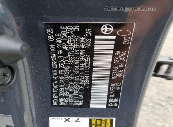 JTDB4MEE1T3032564 2026 TOYOTA COROLLA Gray Widok naklejki z numerem VIN