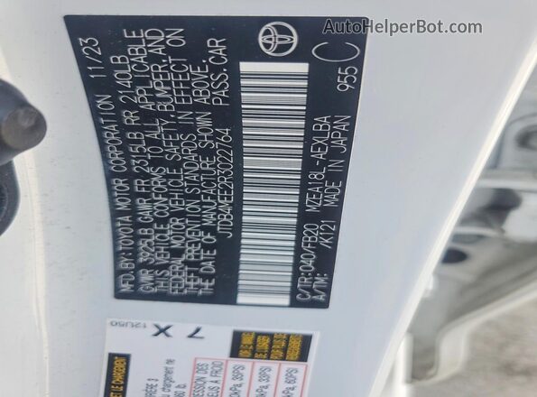 JTDB4MEE2R3022764 2024 TOYOTA COROLLA White Vista del compartimento del motor