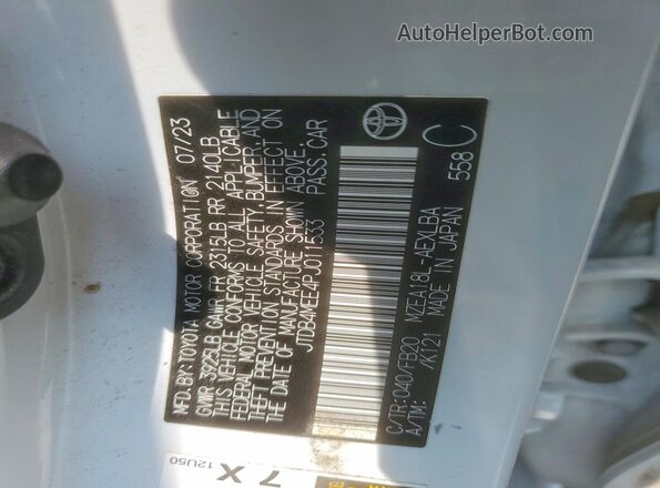 JTDB4MEE4PJ011533 2023 TOYOTA COROLLA White Widok komory silnika