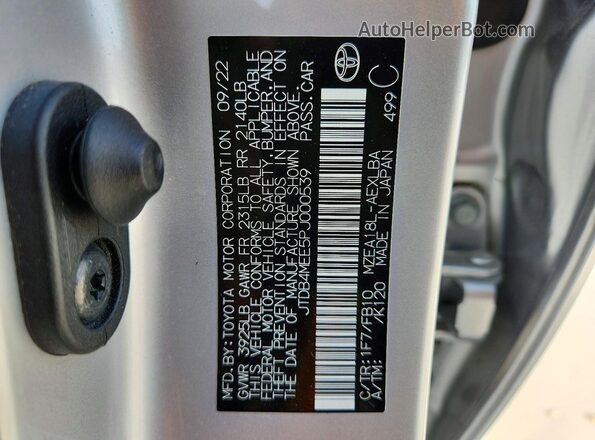 JTDB4MEE5PJ000539 2023 TOYOTA COROLLA Silver Вид підкапотного простору