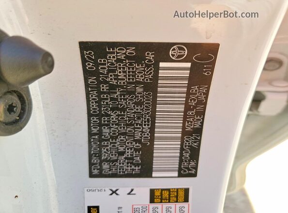 JTDB4MEE5R3020023 2024 TOYOTA COROLLA Белый Вид подкапотного пространства