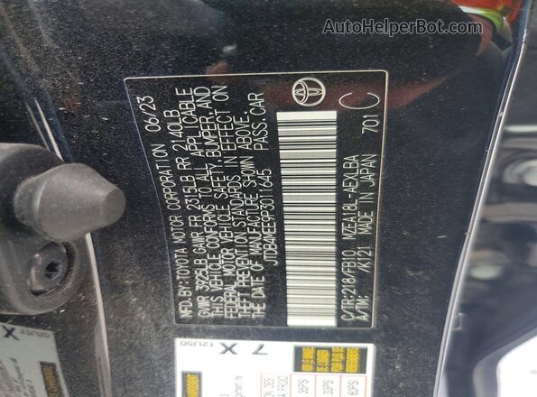 JTDB4MEE9P3011645 2023 TOYOTA COROLLA Black Вид підкапотного простору