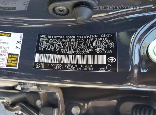 JTDB4MEE9T3033039 2026 TOYOTA COROLLA Угольный Вид подкапотного пространства