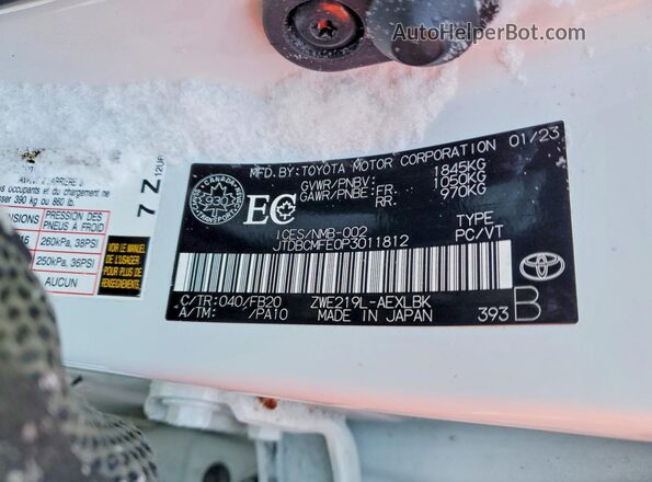 JTDBCMFE0P3011812 2023 TOYOTA COROLLA White Engine compartment view