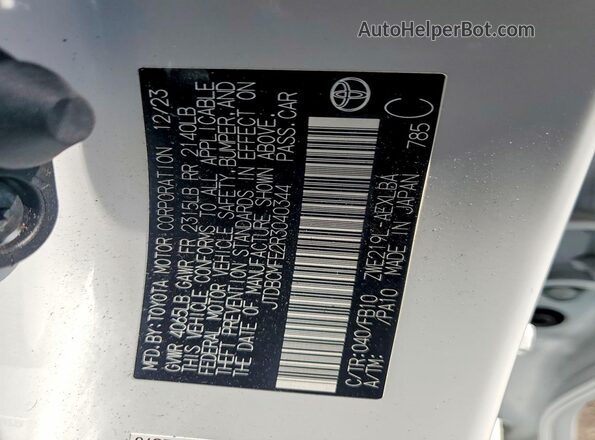 JTDBCMFE2R3040344 2024 TOYOTA COROLLA White Շարժիչի բաժամունքի տեսք
