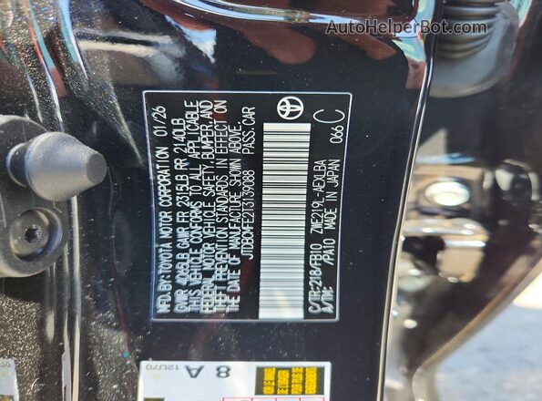 JTDBCMFE2T3139088 2026 TOYOTA COROLLA Black Vista de la etiqueta del VIN