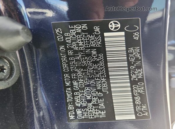 JTDBCMFE3S3086366 2025 TOYOTA COROLLA Black VIN sticker view
