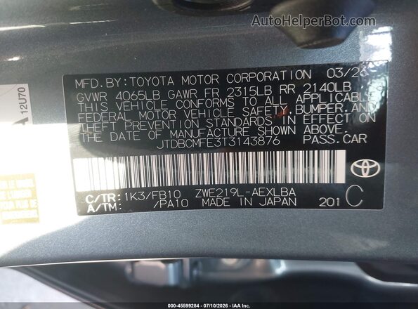 JTDBCMFE3T3143876 2026 TOYOTA COROLLA HYBRID Blue Widok komory silnika
