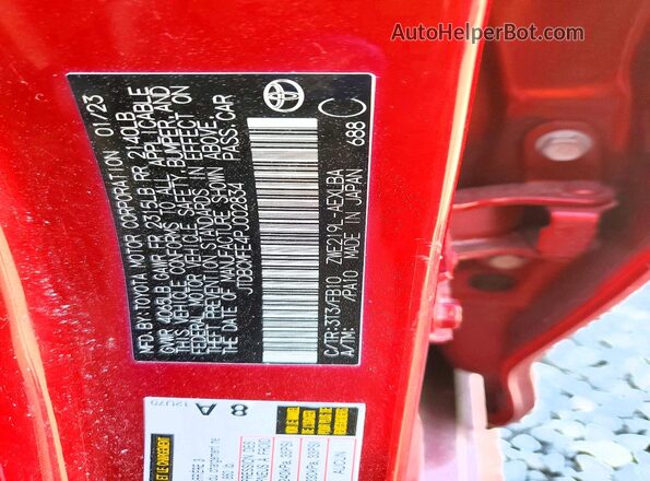 JTDBCMFE4PJ002834 2023 TOYOTA COROLLA Red Vista del compartimento del motor