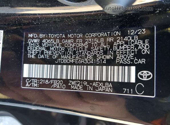 JTDBCMFE6R3041514 2024 TOYOTA COROLLA Black Engine compartment view