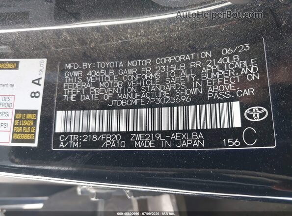 JTDBCMFE7P3023696 2023 TOYOTA COROLLA Black Widok komory silnika