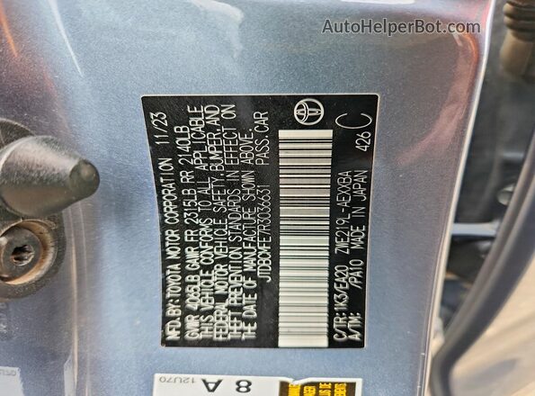JTDBCMFE7R3036631 2024 TOYOTA COROLLA Синий Вид подкапотного пространства