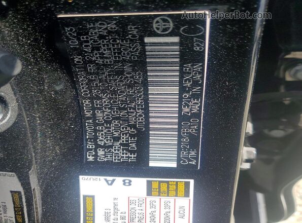JTDBCMFE8R3031485 2024 TOYOTA COROLLA Black Widok naklejki z numerem VIN