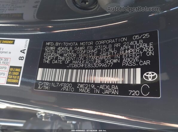 JTDBCMFE8S3099677 2025 TOYOTA COROLLA Gray Widok komory silnika