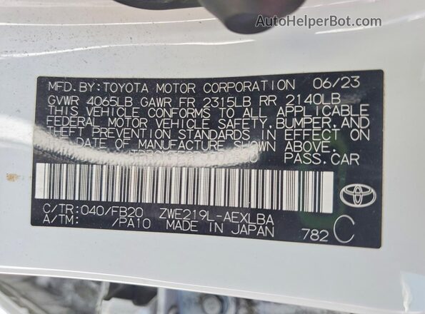 JTDBCMFE9PJ009830 2023 TOYOTA COROLLA White Widok naklejki z numerem VIN
