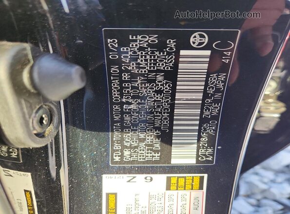 JTDBCMFEXP3010957 2023 TOYOTA COROLLA Black Vista de la etiqueta del VIN