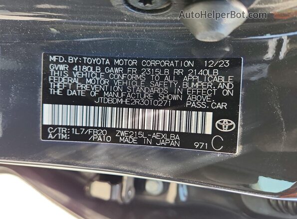 JTDBDMHE2R3010271 2024 TOYOTA COROLLA Серый Вид подкапотного пространства
