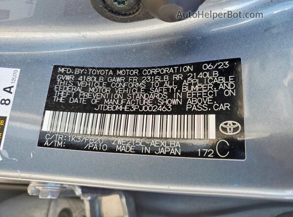 JTDBDMHE3PJ002463 2023 TOYOTA COROLLA Silver Շարժիչի բաժամունքի տեսք