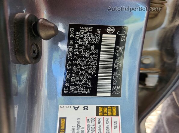 JTDBDMHE5PJ001251 2023 TOYOTA COROLLA Blue VIN კოდის სტიკერის ხედი