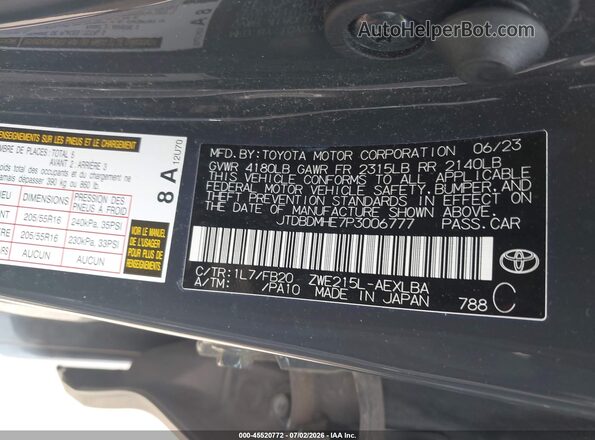 JTDBDMHE7P3006777 2023 TOYOTA COROLLA Серый Вид подкапотного пространства