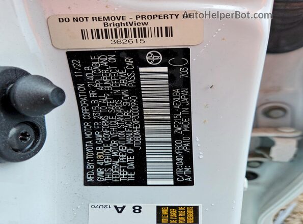 JTDBDMHEXP3000990 2023 TOYOTA COROLLA White Vista del compartimento del motor