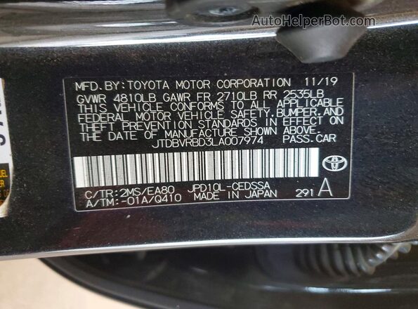 JTDBVRBD3LA007974 2020 TOYOTA MIRAI Black ძრავის განყოფილების ხედი