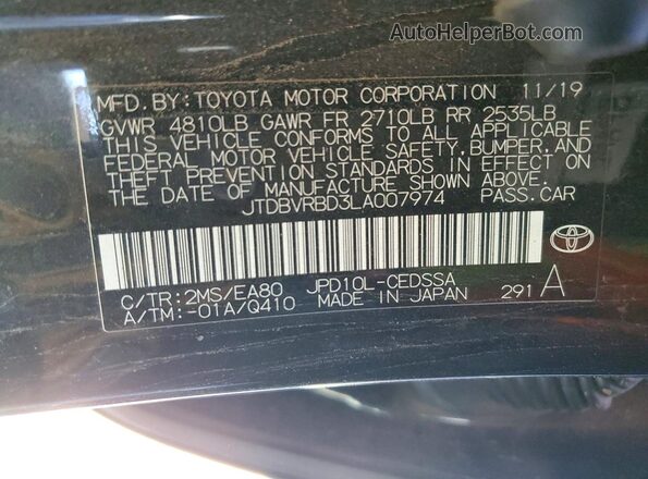 JTDBVRBD3LA007974 2020 TOYOTA MIRAI Black Вид підкапотного простору